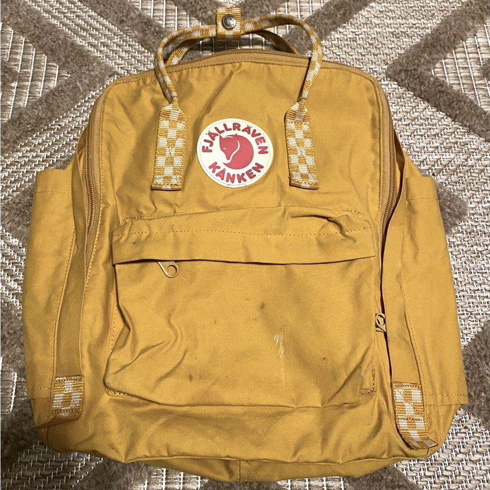 fjäll räven kånken yellow checkered bag